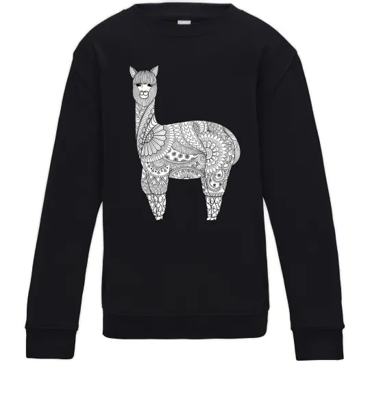 Детский Свитшот Лама візерунки Черный фото