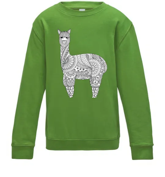 Детский Свитшот Лама візерунки Лаймовый фото