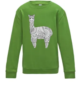 Детский Свитшот Лама візерунки Лаймовый фото