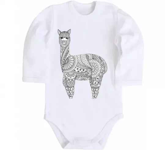 Дитячий бодік Лама візерунки Білий фото