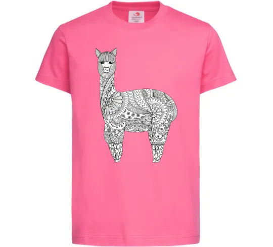 Дитяча футболка Лама візерунки Яскраво-рожевий фото