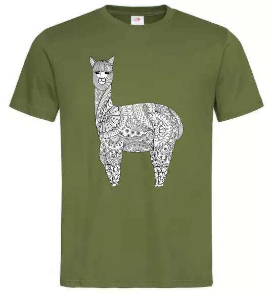 Чоловіча футболка Лама візерунки Оливковий фото
