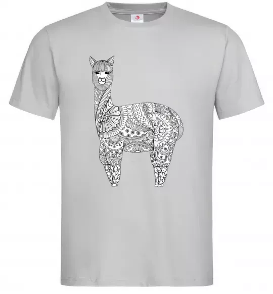 Чоловіча футболка Лама візерунки Сірий фото