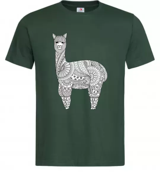 Чоловіча футболка Лама візерунки Темно-зелений фото