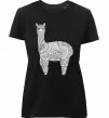 Женская премиум футболка Лама візерунки Черный фото