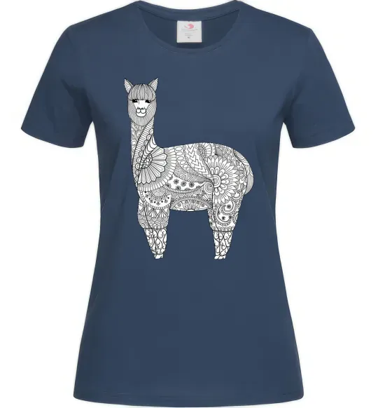 Женская футболка Лама візерунки Темно-синий фото
