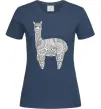 Женская футболка Лама візерунки Темно-синий фото
