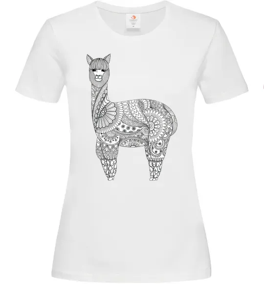 Женская футболка Лама візерунки Белый фото