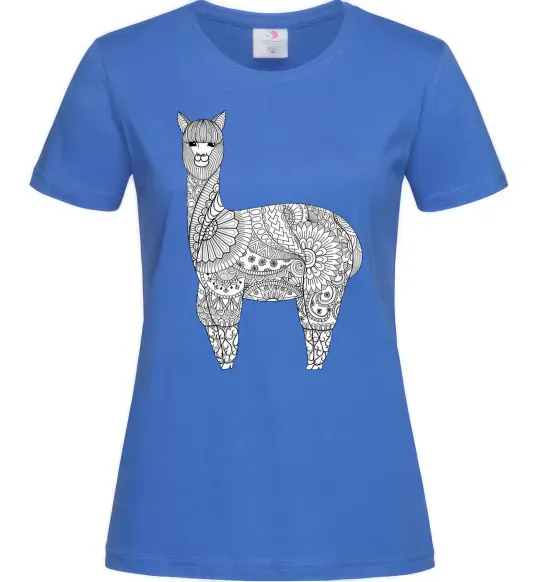 Женская футболка Лама візерунки Ярко-синий фото