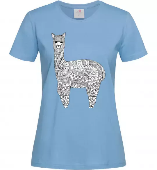 Женская футболка Лама візерунки Голубой фото