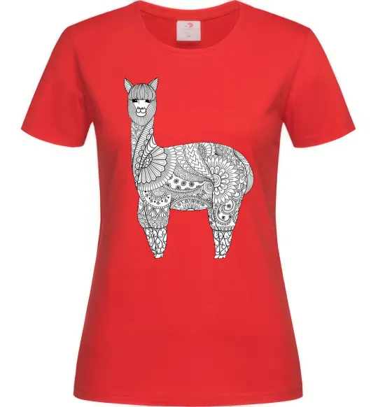Женская футболка Лама візерунки Красный фото