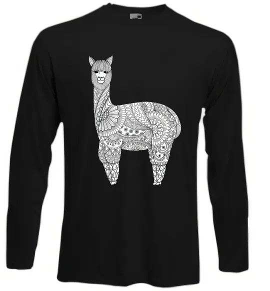 Лонгслів Лама візерунки Чорний фото