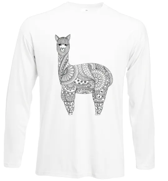 Лонгслів Лама візерунки Білий фото