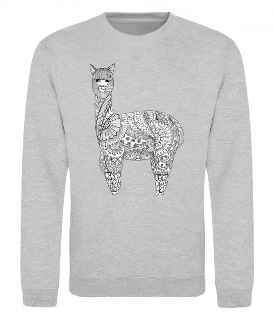 Свитшот Лама візерунки Серый меланж фото