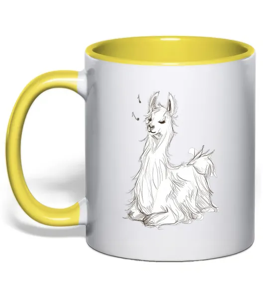 Чашка с цветной ручкой Альпака біла Лимонный фото