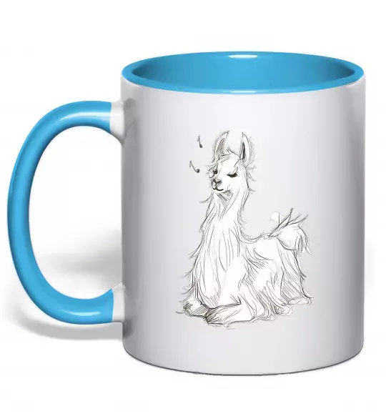 Чашка с цветной ручкой Альпака біла Голубой фото