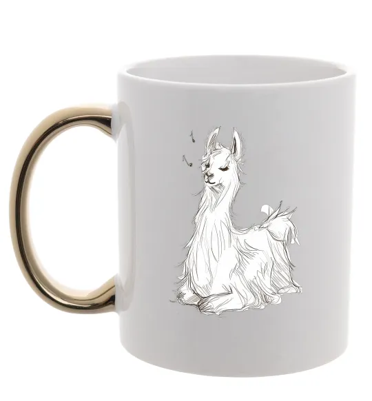 Чашка с цветной ручкой Альпака біла Золото фото