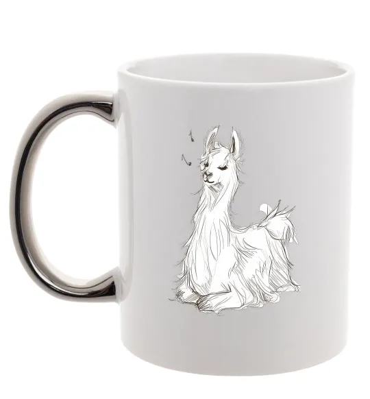 Чашка с цветной ручкой Альпака біла Серебро фото