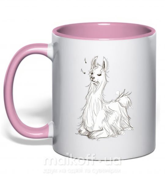 Чашка з кольоровою ручкою Альпака белая Ніжно рожевий фото