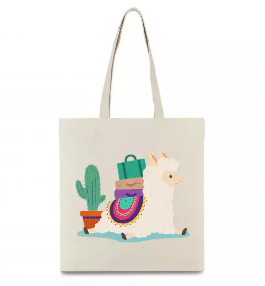 Эко-сумка Лама переїзд Бежевый фото