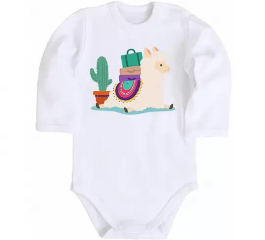 Детский боди Лама переїзд Белый фото