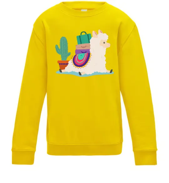 Детский Свитшот Лама переїзд Солнечно желтый фото