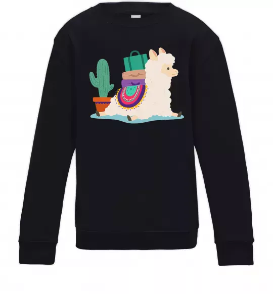 Детский Свитшот Лама переїзд Черный фото