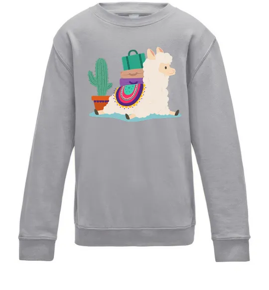 Детский Свитшот Лама переїзд Серый меланж фото