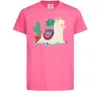 Детская футболка Лама переїзд Ярко-розовый фото