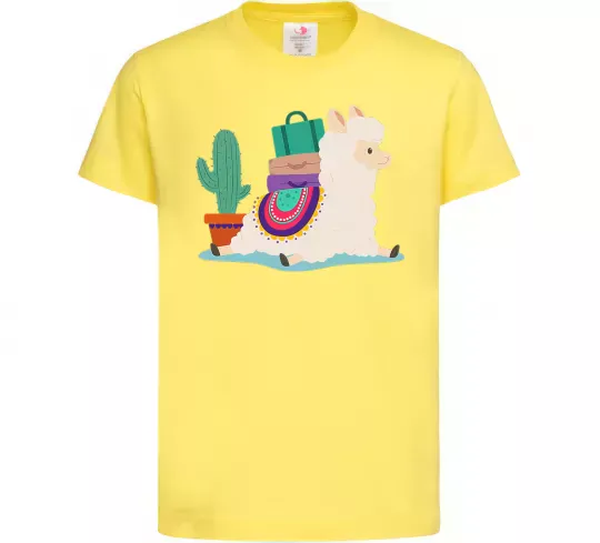 Детская футболка Лама переїзд Лимонный фото