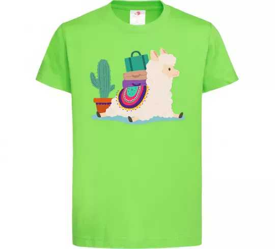 Детская футболка Лама переїзд Лаймовый фото