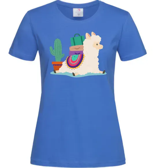 Жіноча футболка Лама переїзд Яскраво-синій фото