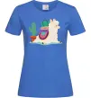 Жіноча футболка Лама переїзд Яскраво-синій фото