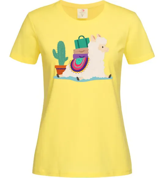 Жіноча футболка Лама переїзд Лимонний фото