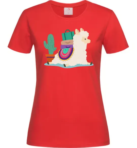 Жіноча футболка Лама переїзд Червоний фото