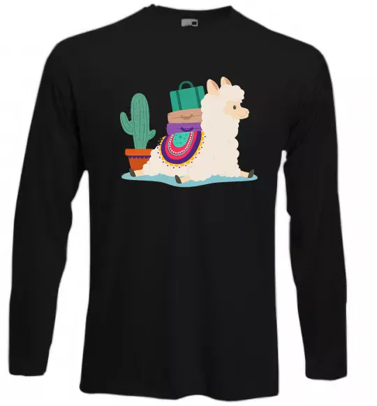 Лонгслив Лама переїзд Черный фото