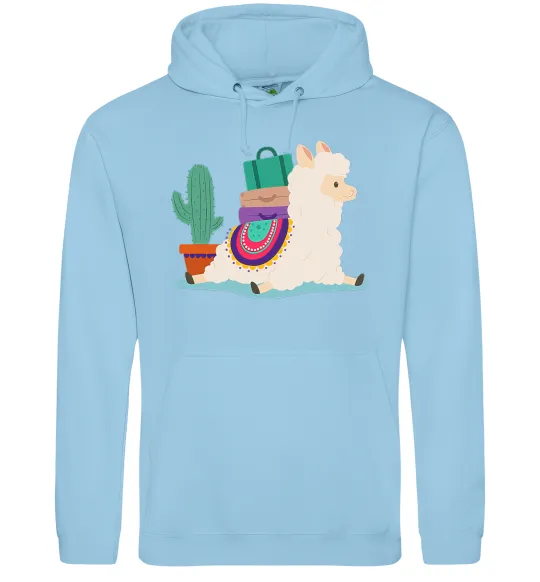 Чоловіча толстовка (худі) Лама переїзд Блакитний фото