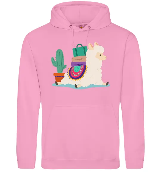 Женская толстовка (худи) Лама переїзд Розовый фото