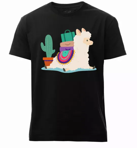 Чоловіча преміум футболка Лама переїзд Чорний фото