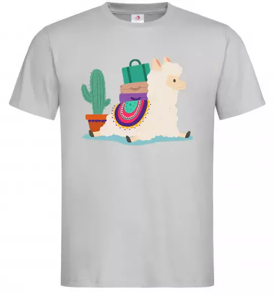 Мужская футболка Лама переїзд Серый фото