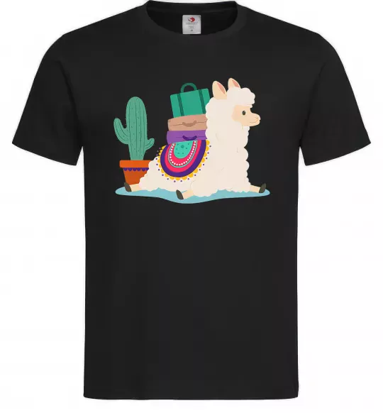 Мужская футболка Лама переїзд Черный фото