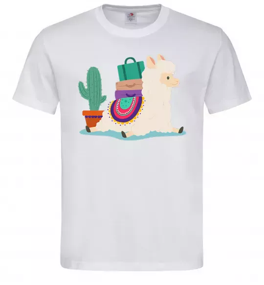 Мужская футболка Лама переїзд Белый фото