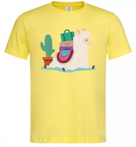 Мужская футболка Лама переїзд Лимонный фото