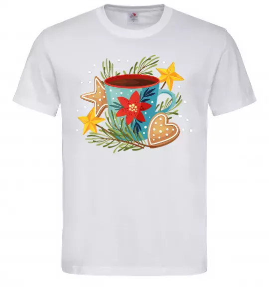 Мужская футболка Чашка новорічна Белый фото
