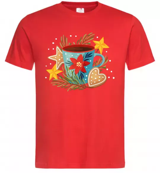 Мужская футболка Чашка новорічна Красный фото
