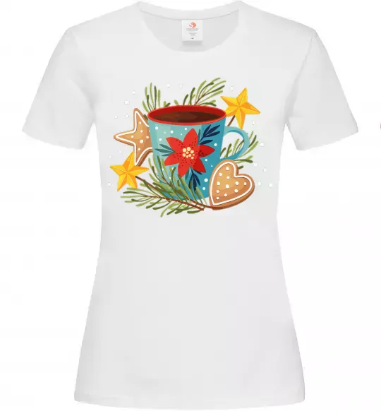 Женская футболка Чашка новорічна Белый фото