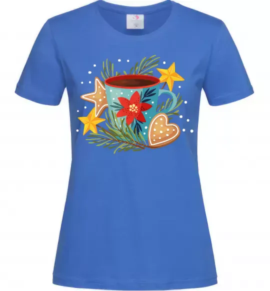 Женская футболка Чашка новорічна Ярко-синий фото