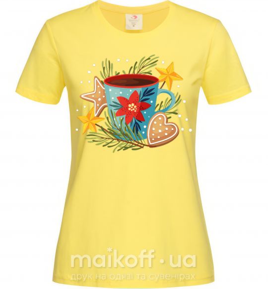 Женская футболка Чашка новогодняя Лимонный фото
