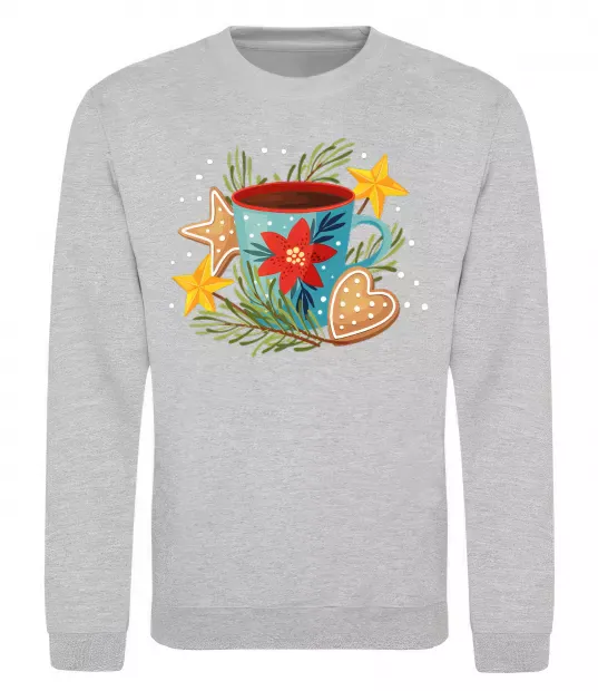 Свитшот Чашка новорічна Серый меланж фото
