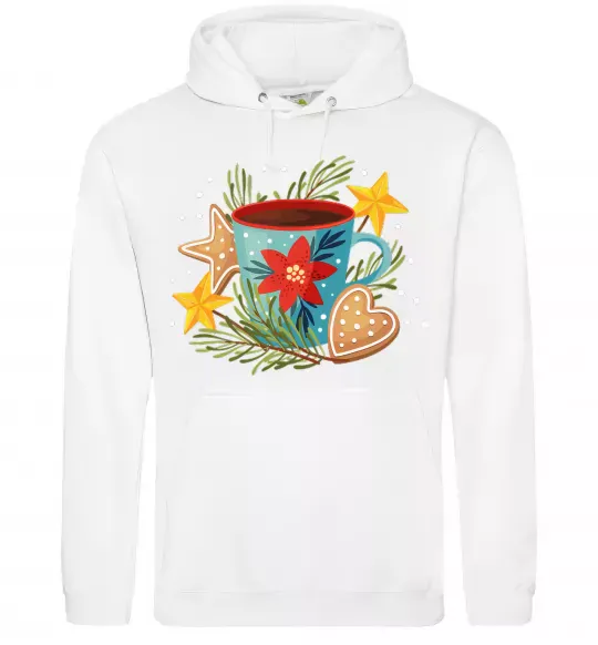 Мужская толстовка (худи) Чашка новорічна Белый фото